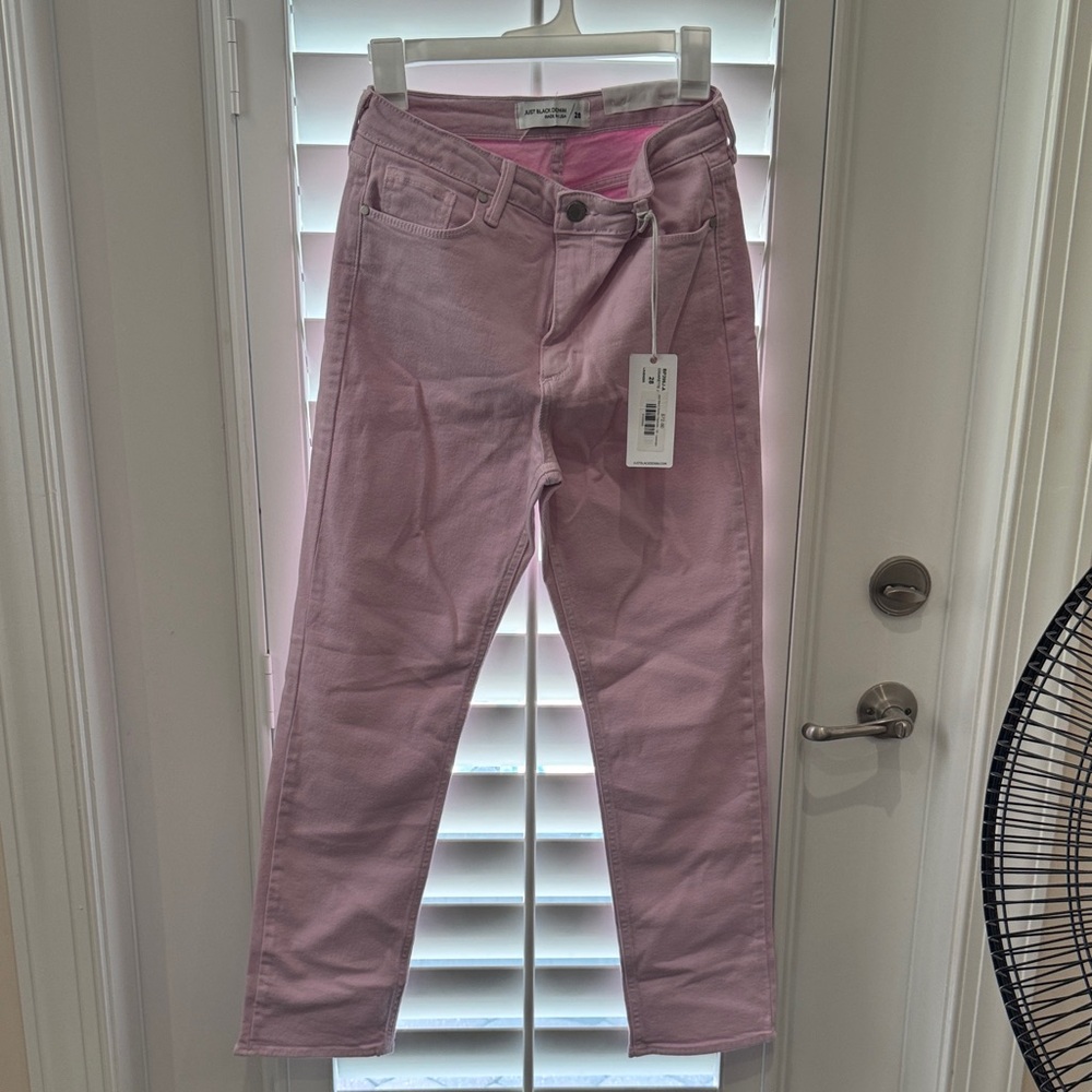 Just Black Women's Pastel Pink Straight-Leg Jeans
